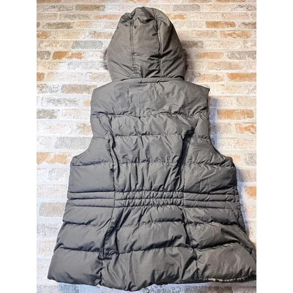 Green Tea Black Puffer Vest Sherpa Lined Faux Fur Hood XXL - Picture 6 of 6